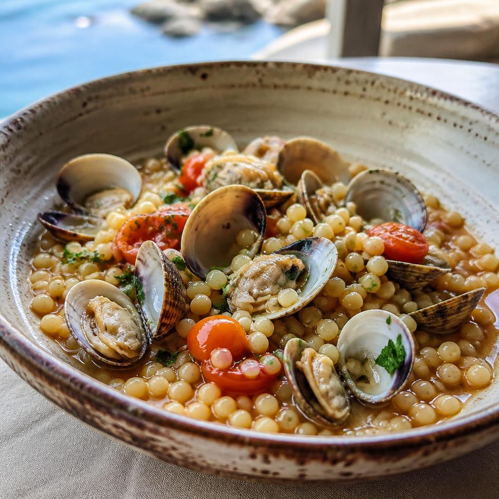 Fregola sarda ai frutti di mare in brodo di crostacei